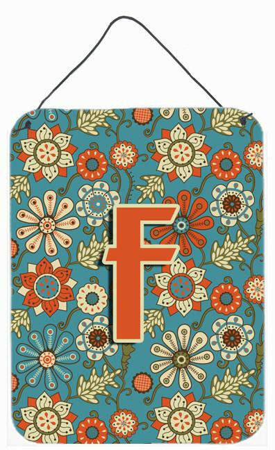 Caroline's Treasures Letter F Flowers Retro Blue Wall or Door Hanging Prints CJ2012-FDS1216