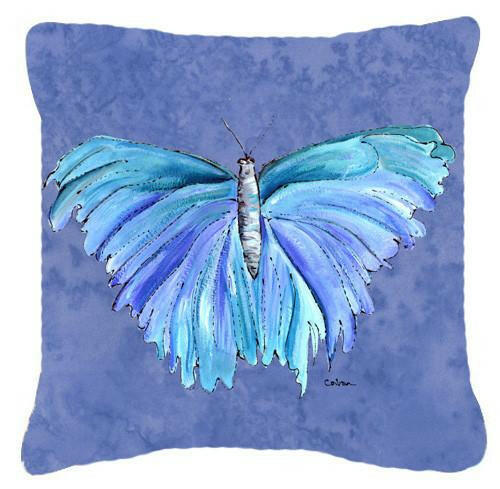 Butterfly on Slate Blue   Canvas Fabric Decorative Pillow - the-store.com