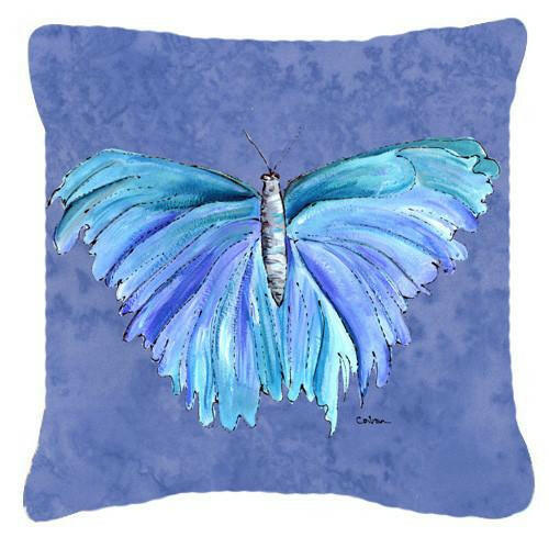 Caroline's Treasures Butterfly on Slate Blue Canvas Throw Pillow - 14x14 Decorative Pillow – Art for Your Home & Patio
