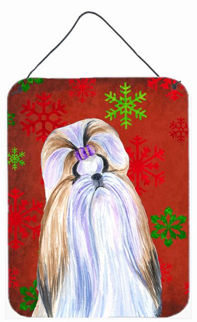 Shih Tzu Red and Green Snowflakes Holiday Christmas Wall or Door Hanging Prints by Caroline&#39;s Treasures
