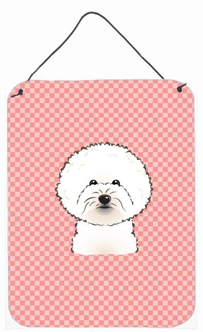 Checkerboard Pink Bichon Frise Wall or Door Hanging Prints BB1217DS1216 by Caroline&#39;s Treasures