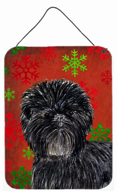 Affenpinscher Red Snowflakes Holiday Christmas Wall or Door Hanging Prints by Caroline&#39;s Treasures