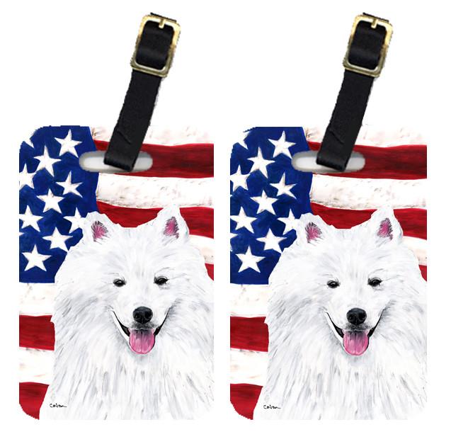 Pair of USA American Flag with American Eskimo Luggage Tags SC9023BT by Caroline&#39;s Treasures