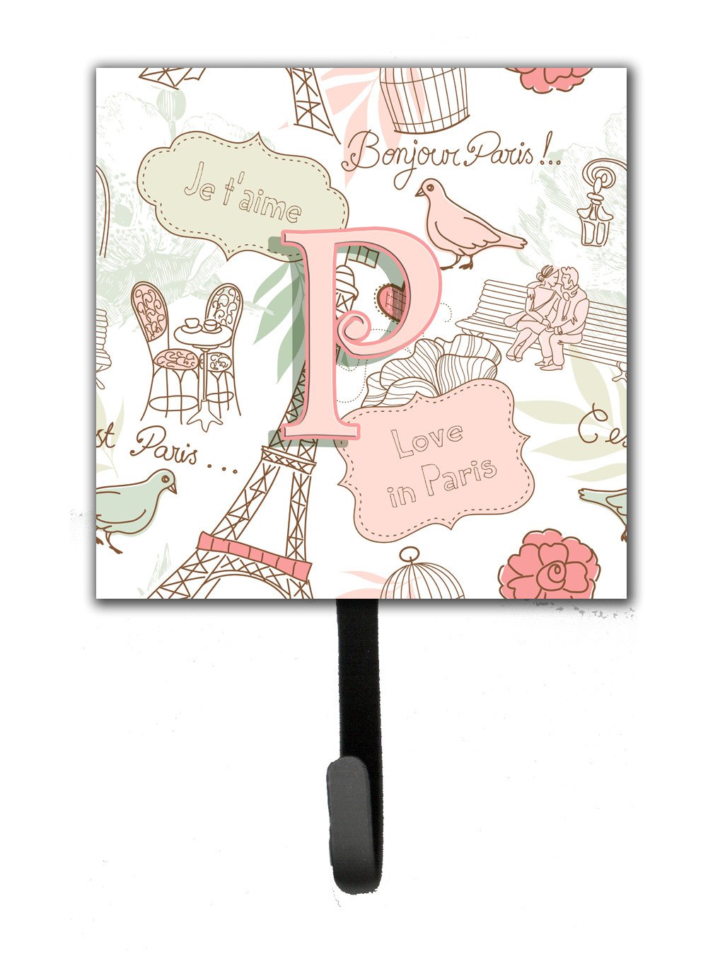 Letter P Love in Paris Pink Leash or Key Holder CJ2002-PSH4 by Caroline's Treasures
