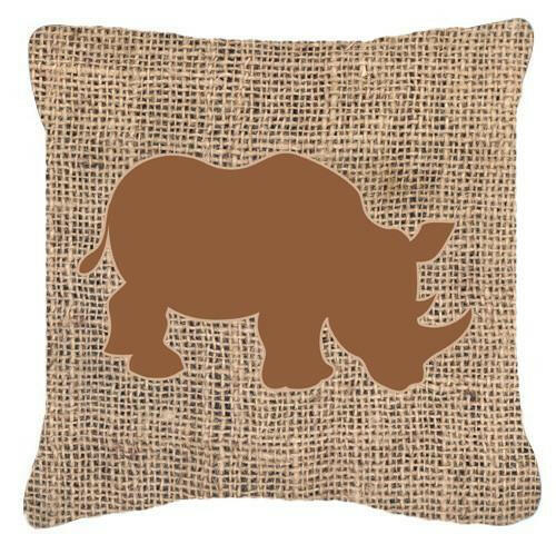 Rhinoceros Burlap and Brown   Canvas Fabric Decorative Pillow BB1006 - the-store.com