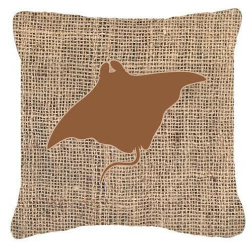 Manta ray Burlap and Brown   Canvas Fabric Decorative Pillow BB1014 - the-store.com