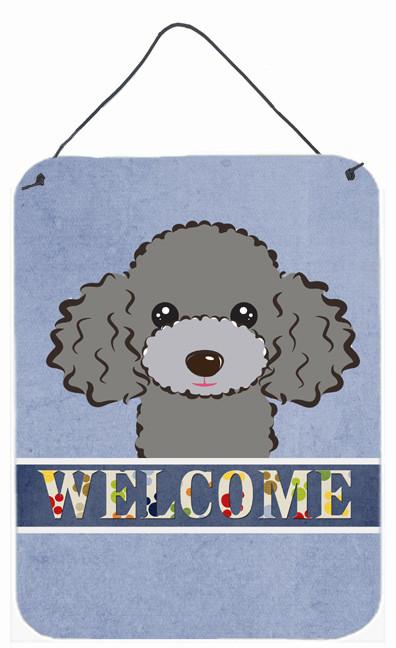 Silver Gray Poodle Welcome Wall or Door Hanging Prints BB1445DS1216 by Caroline&#39;s Treasures