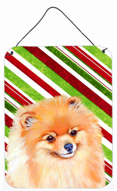 Pomeranian Candy Cane Holiday Christmas Wall or Door Hanging Prints by Caroline&#39;s Treasures