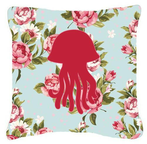 Jellyfish Shabby Chic Blue Roses   Canvas Fabric Decorative Pillow BB1091 - the-store.com