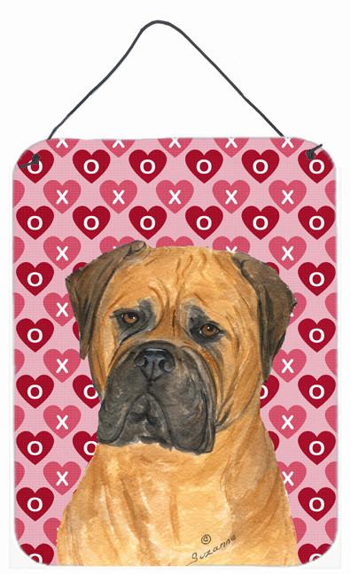Bullmastiff Hearts Love and Valentine&#39;s Day Wall or Door Hanging Prints by Caroline&#39;s Treasures