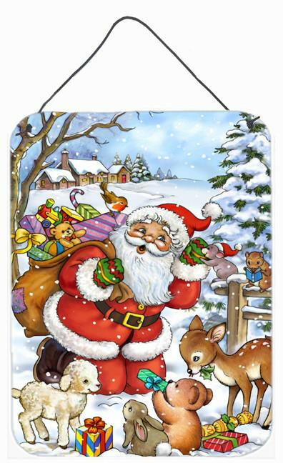 Christmas Santa Forrest Friends Wall or Door Hanging Prints APH4571DS1216 by Caroline&#39;s Treasures