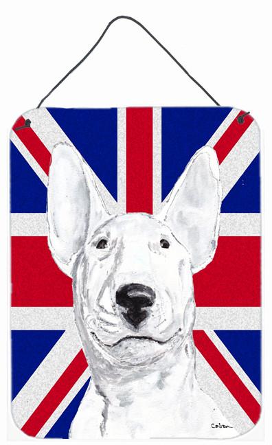 Bull Terrier with English Union Jack British Flag Wall or Door Hanging Prints SC9860DS1216 by Caroline&#39;s Treasures