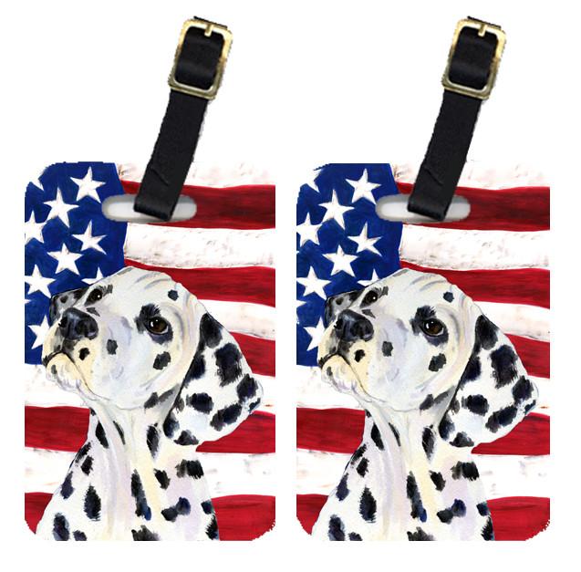 Pair of USA American Flag with Dalmatian Luggage Tags SS4018BT by Caroline&#39;s Treasures