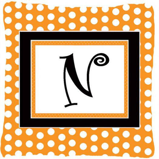 Monogram Initial N Orange Polkadots Decorative   Canvas Fabric Pillow CJ1033 - the-store.com
