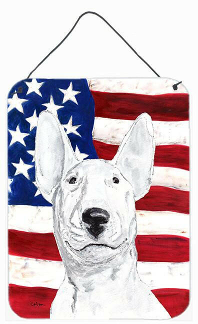 Bull Terrier USA American Flag Aluminium Metal Wall or Door Hanging Prints by Caroline&#39;s Treasures