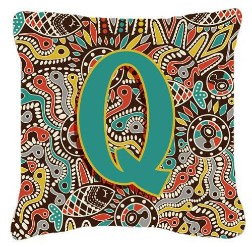 Letter Q Retro Tribal Alphabet Initial Canvas Fabric Decorative Pillow CJ2013-QPW1414 by Caroline&#39;s Treasures