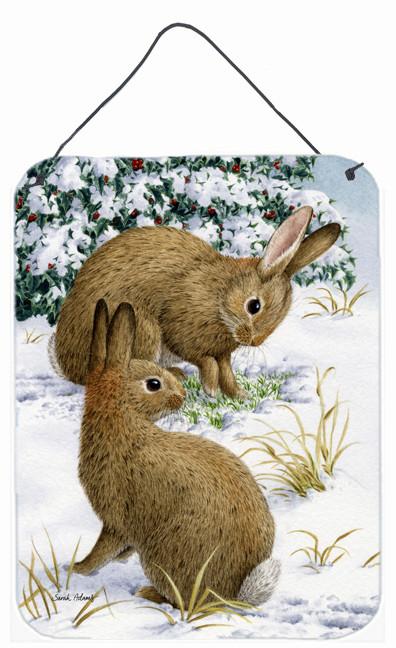 Rabbit searching for Grass in the Snow Wall or Door Hanging Prints ASA2036DS1216 by Caroline&#39;s Treasures