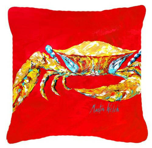 Crab Blue on Red, Sr Canvas Fabric Decorative Pillow MW1116PW1414 by Caroline&#39;s Treasures