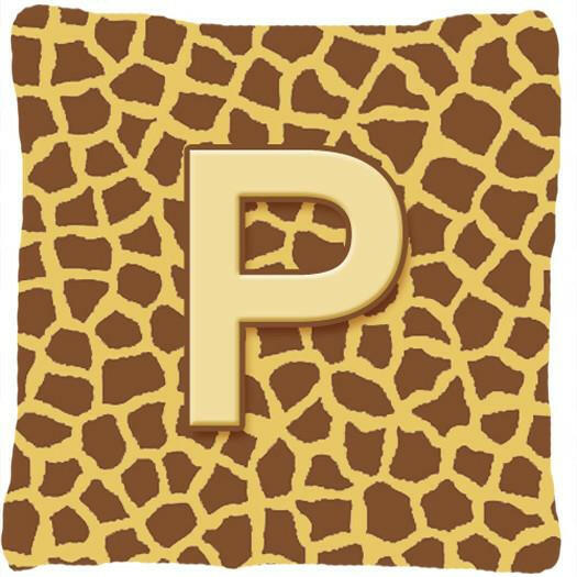 Monogram Initial P Giraffe Decorative   Canvas Fabric Pillow CJ1025 - the-store.com