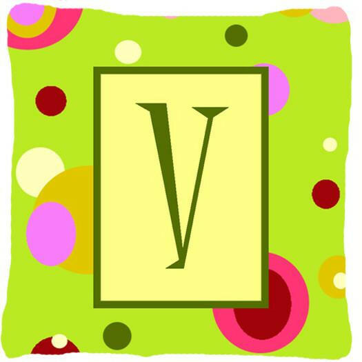 Letter V Initial Monogram - Green Decorative   Canvas Fabric Pillow - the-store.com