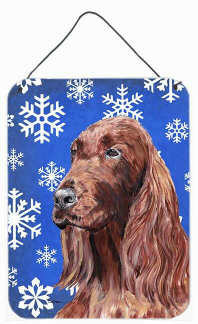 Caroline's Treasures Irish Setter Blue Snowflake Winter Aluminium Metal Wall or Door Hanging Prints