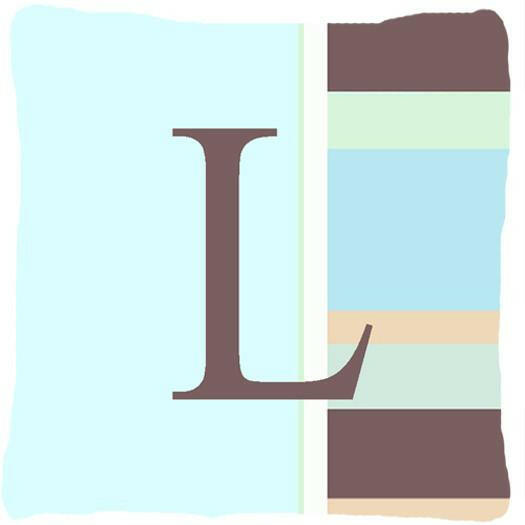 Letter L Initial Monogram - Blue Stripes Decorative   Canvas Fabric Pillow - the-store.com