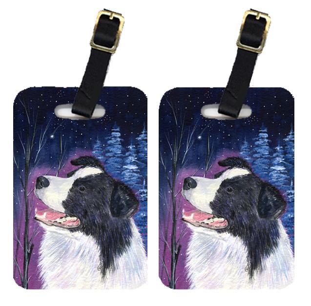 Starry Night Border Collie Luggage Tags Pair of 2 by Caroline's Treasures