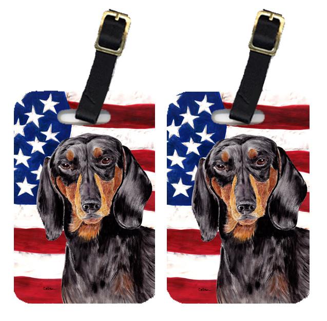 Pair of USA American Flag with Dachshund Luggage Tags SC9003BT by Caroline&#39;s Treasures