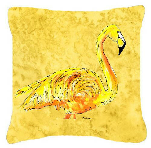 Flamingo on Yellow   Canvas Fabric Decorative Pillow - the-store.com