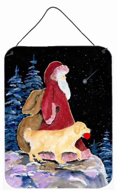 Santa Claus with  Golden Retriever Aluminium Metal Wall or Door Hanging Prints by Caroline&#39;s Treasures