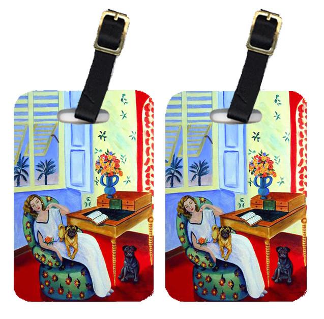 Lady with her Pug Luggage Tags Pair of 2 by Caroline&#39;s Treasures