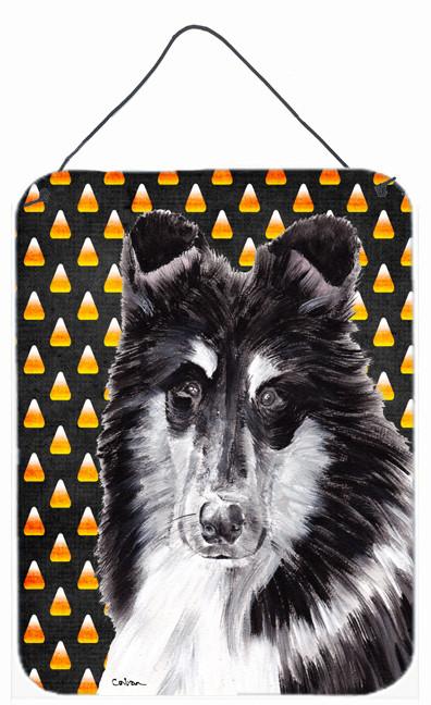 Black and White Collie Candy Corn Halloween Wall or Door Hanging Prints SC9654DS1216 by Caroline&#39;s Treasures