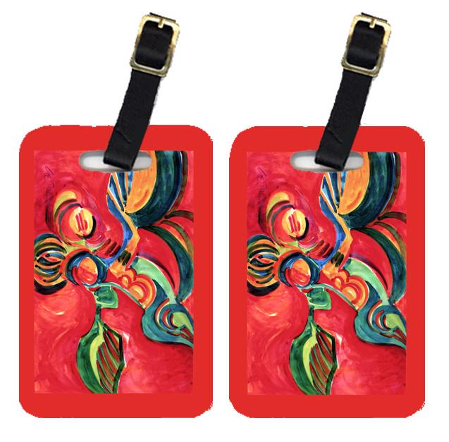 Pair of 2 Red Flowers and berries Luggage Tags by Caroline's Treasures