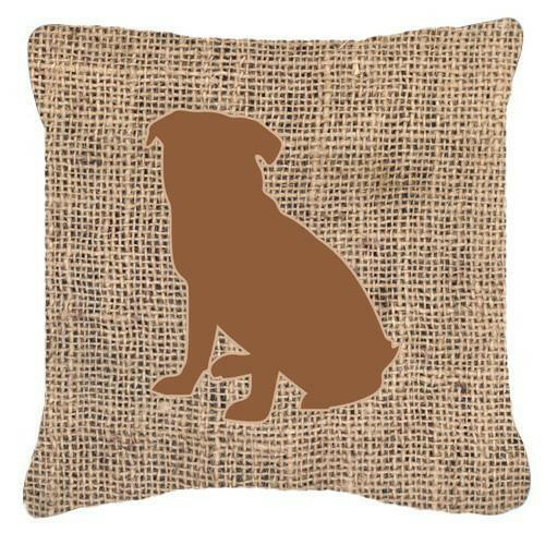 Pug Burlap and Brown   Canvas Fabric Decorative Pillow BB1084 - the-store.com