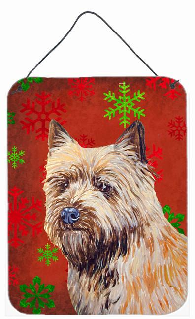 Cairn Terrier Red and Green Snowflakes Christmas Wall or Door Hanging Prints by Caroline&#39;s Treasures