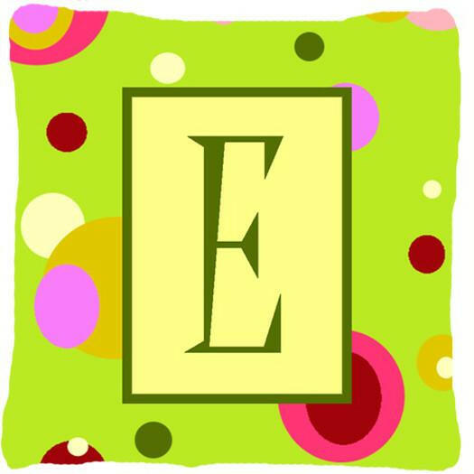 Letter E Initial Monogram - Green Decorative   Canvas Fabric Pillow - the-store.com