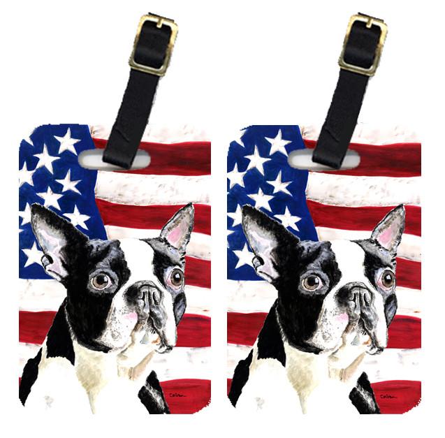 Pair of USA American Flag with Boston Terrier Luggage Tags SC9001BT by Caroline&#39;s Treasures