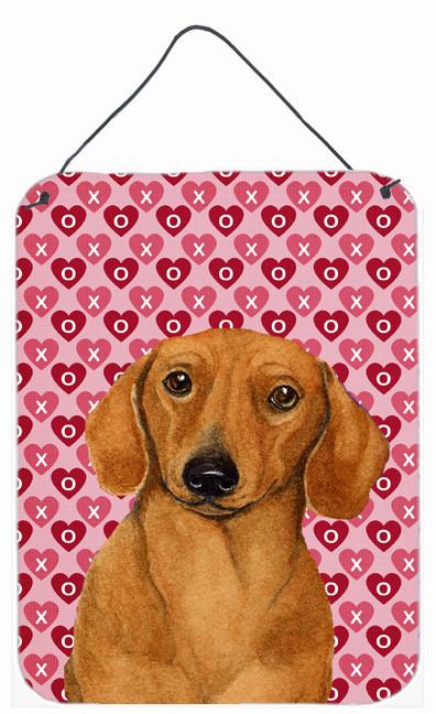 Dachshund Hearts Love and Valentine&#39;s Day Portrait Wall or Door Hanging Prints by Caroline&#39;s Treasures
