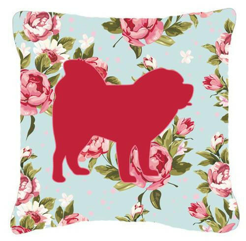 Chow Chow Shabby Chic Blue Roses   Canvas Fabric Decorative Pillow BB1106 - the-store.com