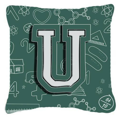 Letter U Back to School Initial Canvas Fabric Decorative Pillow CJ2010-UPW1414 by Caroline&#39;s Treasures