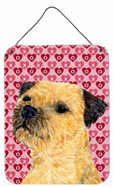 Border Terrier Hearts Love and Valentine&#39;s Day Wall or Door Hanging Prints by Caroline&#39;s Treasures