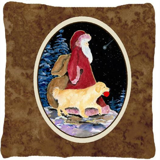 Santa Claus with  Golden Retriever Decorative   Canvas Fabric Pillow by Caroline&#39;s Treasures