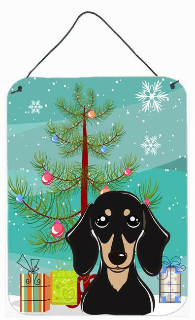 Christmas Tree and Smooth Black and Tan Dachshund Wall or Door Hanging Prints BB1587DS1216 by Caroline's Treasures