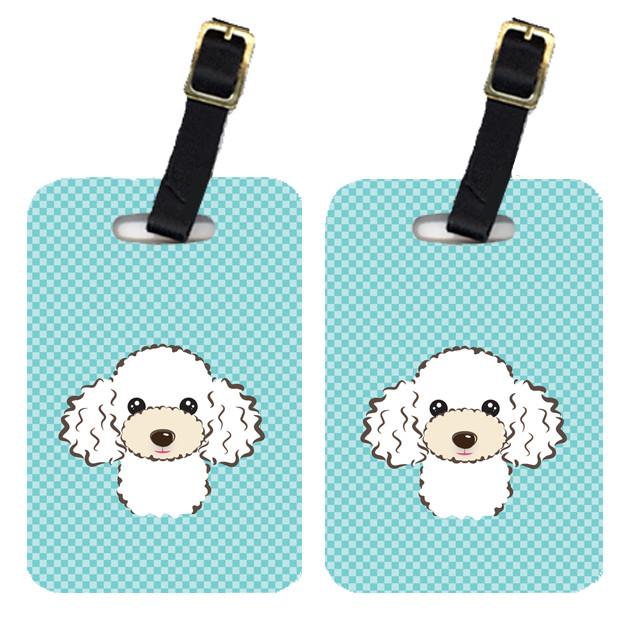 Pair of Checkerboard Blue White Poodle Luggage Tags BB1195BT by Caroline&#39;s Treasures