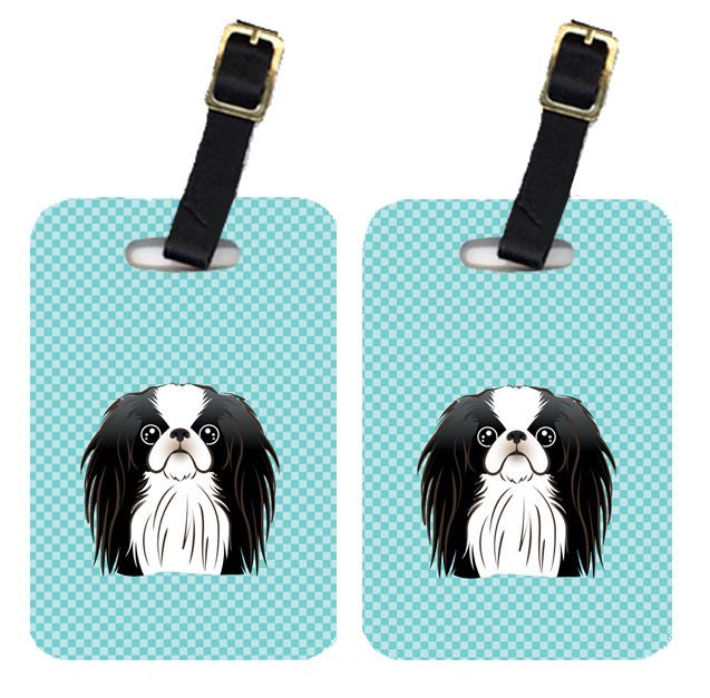 Pair of Checkerboard Blue Japanese Chin Luggage Tags BB1168BT by Caroline&#39;s Treasures