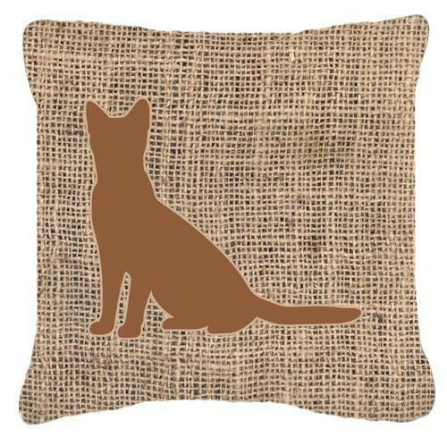 Cat Burlap and Brown   Canvas Fabric Decorative Pillow BB1071 - the-store.com