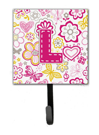 Letter L Flowers and Butterflies Pink Leash or Key Holder CJ2005-LSH4