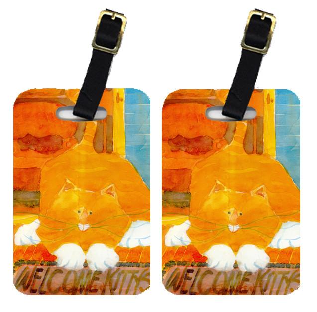 Pair of 2 Orange Tabby Welcome Cat Luggage Tags by Caroline&#39;s Treasures