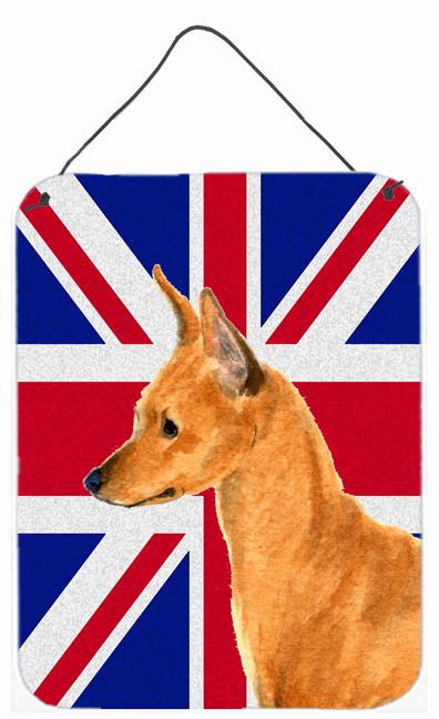 Min Pin with English Union Jack British Flag Wall or Door Hanging Prints SS4908DS1216 by Caroline's Treasures