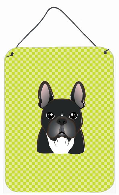Checkerboard Lime Green French Bulldog Wall or Door Hanging Prints BB1289DS1216 by Caroline&#39;s Treasures